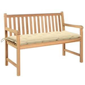 vidaXL, vidaXL Gartenbank mit Cremeweißer Auflage 120 cm Massivholz Teak, 