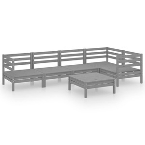 vidaXL, vidaXL 6-tlg. Garten-Lounge-Set Massivholz Kiefer Grau, vidaXL 6-tlg. Garten-Lounge-Set Massivholz Kiefer Grau