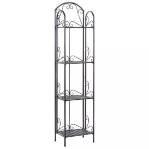 Beliani, Beliani Badregal Metall Antik Optik schwarz 4 Fächer klappbar VALDIVIA Regal, Beliani - Regal aus Eisen Retro VALDIVIA, One Size, Schwarz