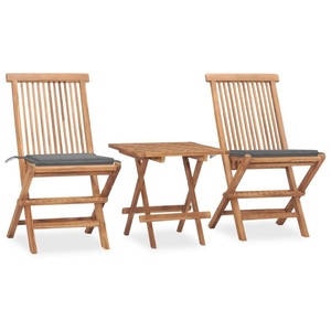 vidaXL, vidaXL 3-tlg. Garten-Essgruppe mit Kissen Klappbar Massivholz Teak, vidaXL 3-tlg. Garten-Essgruppe mit Kissen Klappbar Massivholz Teak