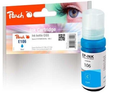 Peach, Peach Tintenbehälter cyan kompatibel zu Epson C13T00R240, 106 c, Peach Tinte Epson 106 (C13T00R240) Cyan