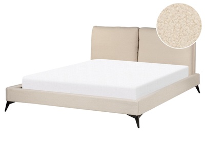 Beliani, Bett mit Lattenrost aus Bouclé Klassisch MELLE Bett mit Lattenrost aus Bouclé Klassisch MELLE