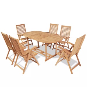 vidaXL, vidaXL 7-tlg. Garten-Essgruppe mit Klappstühlen Massivholz Teak