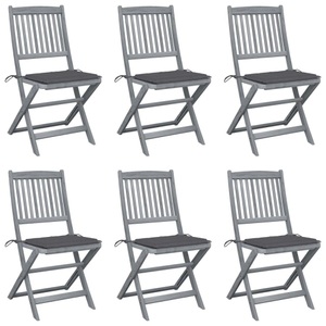 vidaXL, vidaXL Klappbare Gartenstühle 6 Stk. mit Sitzkissen Massivholz Akazie