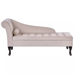 Beliani, Chaiselongue aus Samtstoff Retro PESSAC Chaiselongue aus Samtstoff Retro PESSAC, Beliani - Linksseitige Chaiselounge aus Samtstoff Retro PESSAC, One Size, Baumnuss