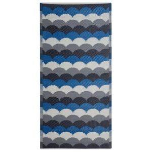 Beliani, Beliani Outdoor Teppich grau-blau 90 x 180 cm BELLARY, Beliani - Teppich aus Polypropylen Klassisch BELLARY, 180cm, Weiss Bedruckt