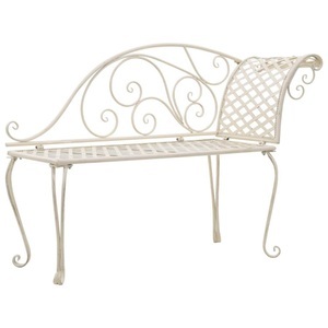 Diverse Hardware, Garten-Chaiselongue 128 cm Metall Antik Weiss