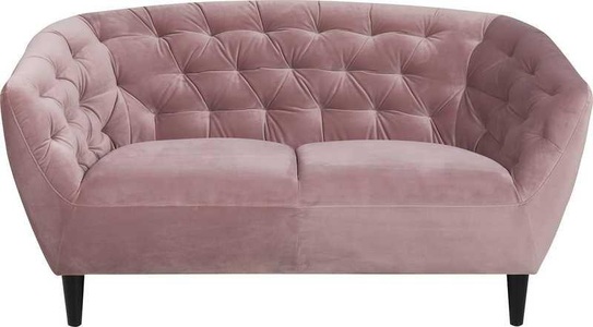 Actona, Actona - 2-Sitzer Sofa Ria - Rosa und Schwarz, Ambia Home Chesterfield-sofa in samt rosa , Ria , Textil , Kautschukholz , massiv , 150x78x84 cm , lackiert,Samt,Echtholz , 001749019303