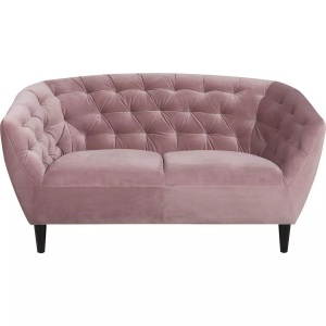 Actona, Actona - 2-Sitzer Sofa Ria - Rosa und Schwarz, Ambia Home Chesterfield-sofa in samt rosa , Ria , Textil , Kautschukholz , massiv , 150x78x84 cm , lackiert,Samt,Echtholz , 001749019303