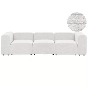 Beliani, 3 Sitzer Sofa aus Cord Modern FALSTERBO 3 Sitzer Sofa aus Cord Modern FALSTERBO, Beliani - 3 Sitzer Sofa aus Cord FALSTERBO, One Size, Schneeweiss