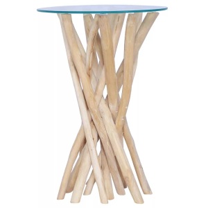 vidaXL, vidaXL Couchtisch mit Glasplatte 35x35x50 cm Massivholz Teak