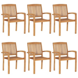 vidaXL, vidaXL Stapelbare Gartenstühle 6 Stk. Massivholz Teak