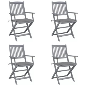 vidaXL, vidaXL Klappbare Gartenstühle 4 Stk. mit Sitzkissen Massivholz Akazie, vidaXL Klappbare Gartenstühle 4 Stk. mit Sitzkissen Massivholz Akazie