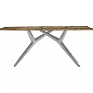 mutoni design, Tisch 200x100 cm - Altholz lackiert bunt - Metall antiksilber, Massivholztisch 200x100 - Altholz lackiert bunt - Metall antiksilber
