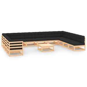 vidaXL, vidaXL 13-tlg. Garten-Lounge-Set mit Anthrazit Kissen Kiefernholz, vidaXL 13-tlg. Garten-Lounge-Set mit Kissen Massivholz Kiefer