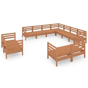 vidaXL, vidaXL 11-tlg. Garten-Lounge-Set Massivholz Kiefer Honigbraun