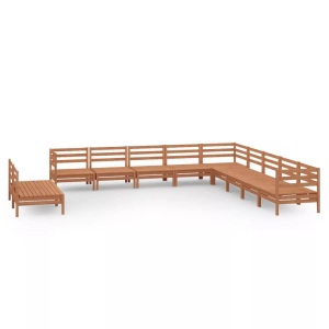 vidaXL, vidaXL 11-tlg. Garten-Lounge-Set Massivholz Kiefer Honigbraun