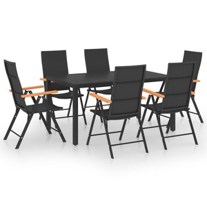 vidaXL, vidaXL 7-tlg. Garten-Essgruppe Schwarz und Braun