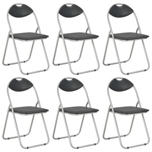 vidaXL, vidaXL Klappbare Esszimmerstühle 6 Stk. Schwarz Kunstleder, vidaXL Klappbare Esszimmerstühle 6 Stk. Schwarz Kunstleder