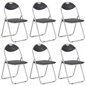 vidaXL, vidaXL Klappbare Esszimmerstühle 6 Stk. Schwarz Kunstleder, vidaXL Klappbare Esszimmerstühle 6 Stk. Schwarz Kunstleder