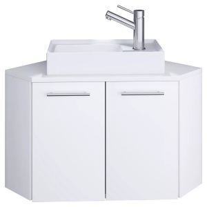 MID.YOU, MID.YOU Waschtischkombi 50 cm , Vilosa , Weiss , Kunststoff , 50 cm , melaminharzbeschichtet,melaminharzbeschichtet,Nachbildung,Nachbildung , hängend , 000657021501, VCM - 2-tlg Badmöbel Set Gäste WC Gästebad Waschplatz Waschtisch klein ecke Vilosa, 50 CM, Weiss