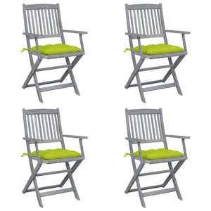 vidaXL, vidaXL Klappbare Gartenstühle 4 Stk. mit Kissen Massivholz Akazie, vidaXL Klappbare Gartenstühle 4 Stk. mit Kissen Massivholz Akazie