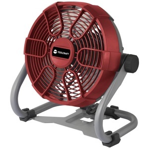 TOOLCRAFT, TOOLCRAFT Tischventilator 26 W (Ø x H) 275 mm x 350 mm Rot-Grau, TOOLCRAFT TAWB-200 Akku-Ventilator 26 W (Ø x H) 275 mm x 350 mm Rot, Grau, Schwarz