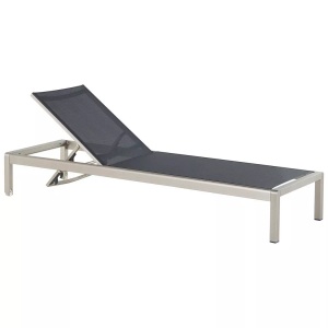 Beliani, Gartenliege Textilbespannung schwarz FOS, Beliani - Liege aus Aluminium Industriell FOSSATO, One Size, Schwarz