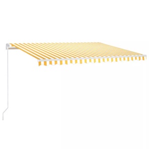 vidaXL, vidaXL Gelenkarmmarkise Einziehbar mit LED 400x350 cm Gelb und Weiß, vidaXL Markise Manuell Einziehbar mit LED 400x350 cm Gelb & Weiß