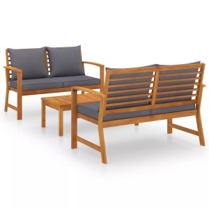 vidaXL, vidaXL 3-tlg. Garten-Lounge-Set mit Auflagen Massivholz Akazie, vidaXL 3-tlg. Garten-Lounge-Set mit Auflagen Massivholz Akazie