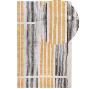 Beliani, Teppich aus Baumwolle Boho KATRA Teppich aus Baumwolle Boho KATRA, Beliani - Teppich aus Baumwolle Boho KATRA, 140 cm, Gelb Bunt