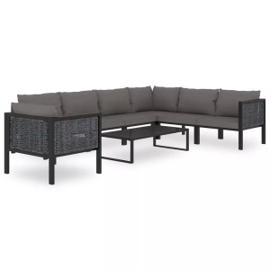 vidaXL, vidaXL 8-tlg. Garten-Lounge-Set mit Auflagen Poly Rattan Anthrazit