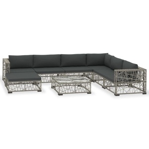 Diverse Hardware, 8-tlg. Garten-Lounge-Set mit Auflagen Poly Rattan Grau