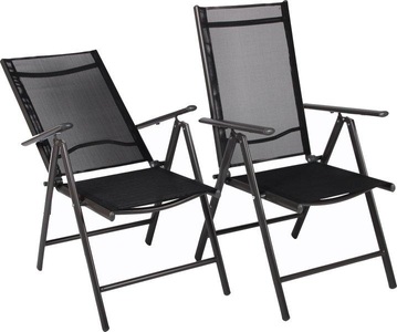 VCM, Set Aluminium Gartenstuhl Alu Hochlehner Balkonstuhl Camping Klappstuhl (2 Stück) Set Aluminium Gartenstuhl Alu Hochlehner Balkonstuhl Camping Klappstuhl (2 Stück), MID.YOU Gartenstuhl-set , Gartenstuhl 2Er-Set , Anthrazit , Metall, Textil , 56x105x65 cm , klappbar, inklusive Armlehnen, abwischbar , 000657022501