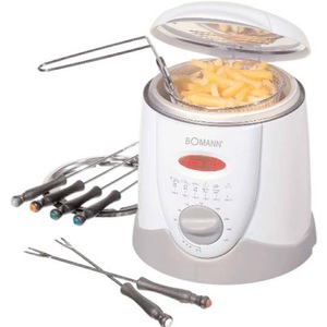 Bomann, Bomann FFR 1290 Fondue-Fritteuse 840 W mit manueller Temperatureinstellung Weiß, Grau, Bomann FFR 1290 CB Fritteuse