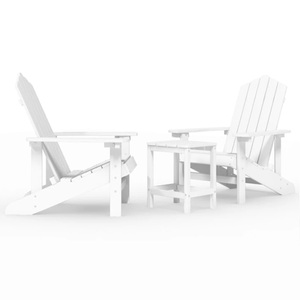 vidaXL, vidaXL Adirondack-Gartenstühle mit Tisch HDPE Weiß