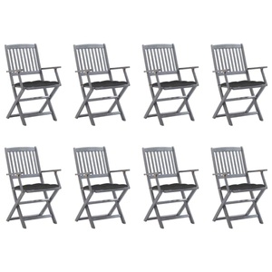 vidaXL, vidaXL Klappbare Gartenstühle 8 Stk. mit Kissen Massivholz Akazie, vidaXL Klappbare Gartenstühle 8 Stk. mit Kissen Massivholz Akazie