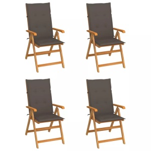 vidaXL, vidaXL Gartenstühle 4 Stk. mit Taupe Kissen Massivholz Teak, vidaXL Gartenstühle 4 Stk. mit Taupe Kissen Massivholz Teak