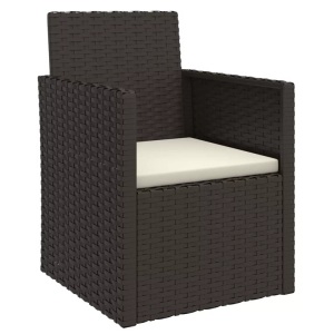 vidaXL, vidaXL Gartensessel mit Kissen Schwarz Poly Rattan, vidaXL Gartensessel mit Kissen Schwarz Poly Rattan