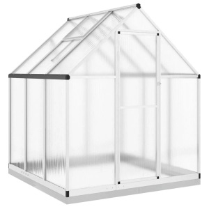 vidaXL, vidaXL Gewächshaus mit Fundamentrahmen Silbern 169x169x202 Aluminimum, vidaXL Gewächshaus mit Fundamentrahmen Silbern 169x169x202 Aluminimum