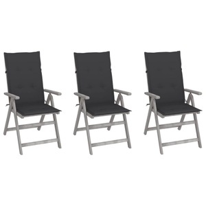 vidaXL, vidaXL Verstellbare Gartenstühle 3 Stk. mit Auflagen Massivholz Akazie