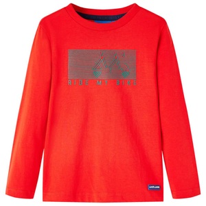 vidaXL, vidaXL Kinder-Langarmshirt mit Fahrrad-Aufdruck Rot 104, vidaXL Kinder-Langarmshirt Rot 104