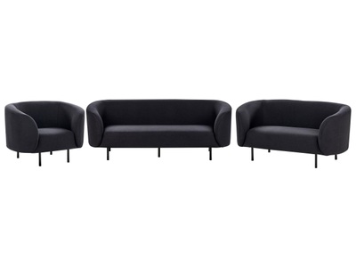 Beliani, Wohnzimmer Set aus Polyester Klassisch LOEN Wohnzimmer Set aus Polyester Klassisch LOEN, Beliani - Wohnzimmer Set aus Polyester Klassisch LOEN, One Size, Schwarz
