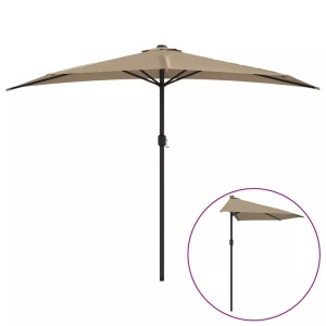 vidaXL, vidaXL Balkon-Sonnenschirm mit Alu-Mast Taupe 300×150 cm Halbrund, vidaXL Balkon-Sonnenschirm mit Alu-Mast Taupe 300x155 cm Halbrund