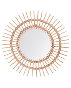 Beliani, Beliani Wandspiegel beige Rattan Sonnenform ø 76 cm STENEN, Beliani - Wandspiegel aus Rattan Boho STENEN, One Size, Nude