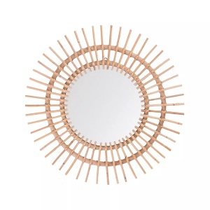 Beliani, Beliani Wandspiegel beige Rattan Sonnenform ø 76 cm STENEN, Beliani - Wandspiegel aus Rattan Boho STENEN, One Size, Nude