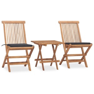 vidaXL, vidaXL 3-tlg. Garten-Essgruppe mit Kissen Klappbar Massivholz Teak, vidaXL 3-tlg. Garten-Essgruppe mit Kissen Klappbar Massivholz Teak