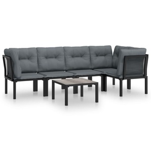 vidaXL, vidaXL 6-tlg. Garten-Lounge-Set Schwarz und Grau Poly Rattan