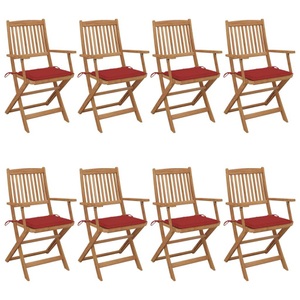 vidaXL, vidaXL Klappbare Gartenstühle 8 Stk. mit Kissen Massivholz Akazie