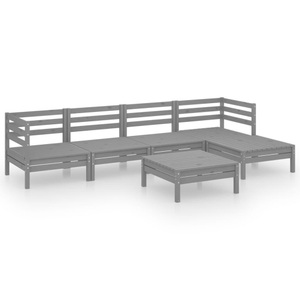 vidaXL, vidaXL 6-tlg. Garten-Lounge-Set Massivholz Kiefer Grau